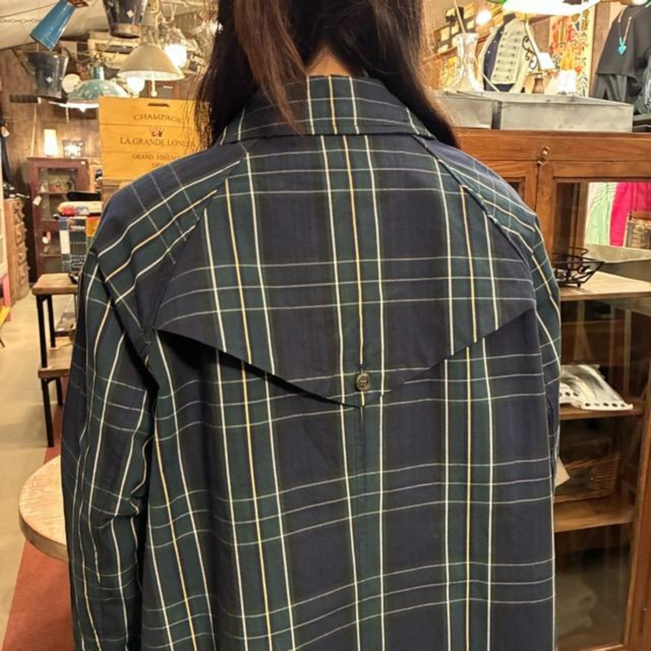 TISSU High Density Effortless Trench Coat in Blackwatch Tartan, Green and Black, Water-Repellent, Pollen-Guard, Raglan Style