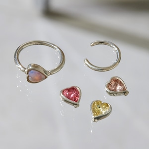 Vintage Heart Stone の snap RING body jewelry 縦 チャーム単体 SILVER925 #LJ20023P