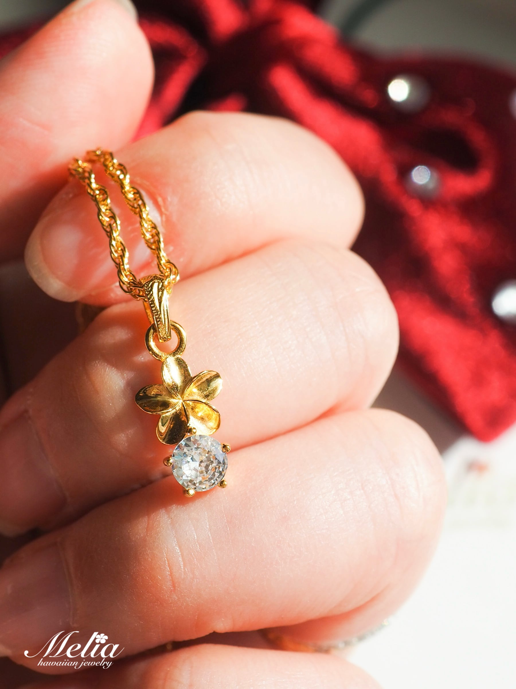 Pua zirconia necklace | Melia hawaiian jewelry