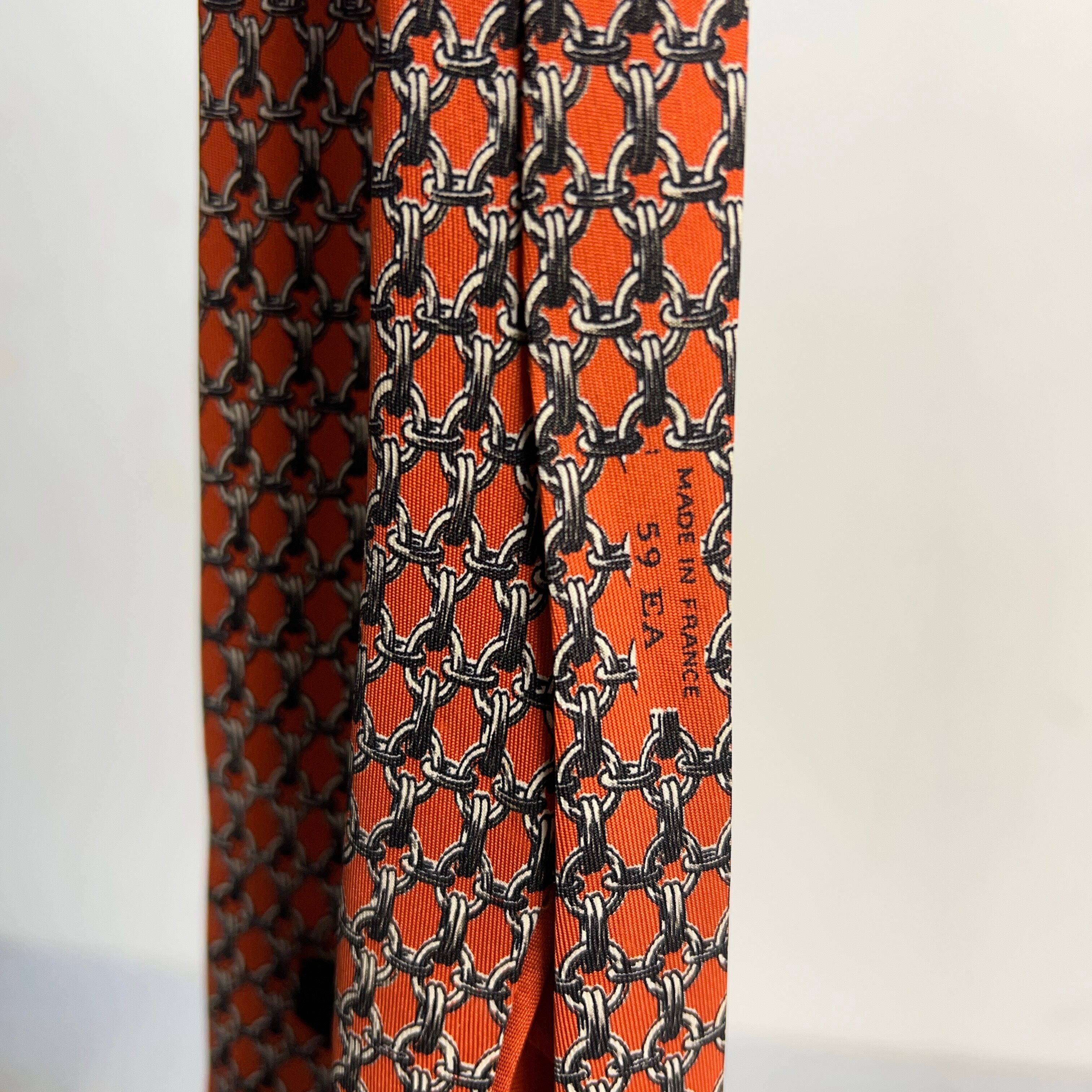未使用　エルメス　ネクタイ　オレンジ　スカーフ柄　総柄　派手　結婚式 中古・古着通販】HERMES (エルメス) 馬柄ネクタイ オレンジ サイズ 小物