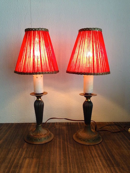 Vintage Red Lamp Pair