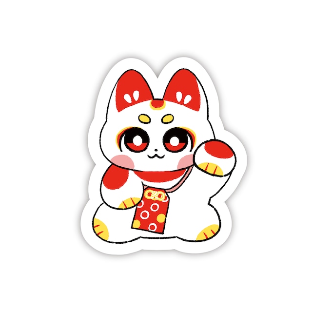 いろいろまねき隊　ダイカットステッカー まねきレッド