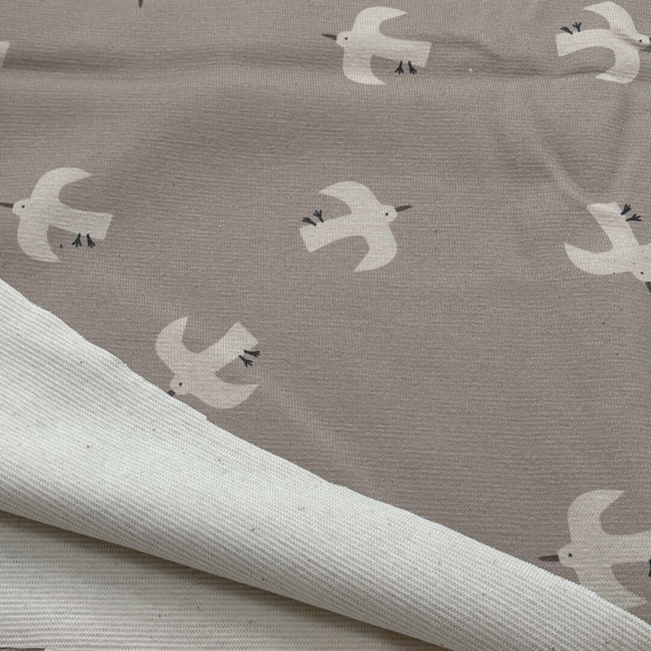 ★TC131◆1m◆スパンフライスニット生地◆マレファブ◆鳥柄