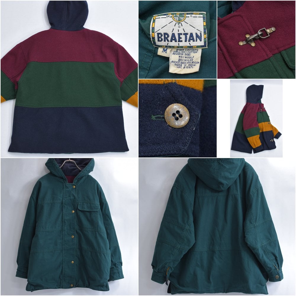 その他ブランド / BRAETAN/ジャケット/S/ウール/マルチカラー 90s～ BRAETAN リバーシブル マルチカラー ウール フード付き