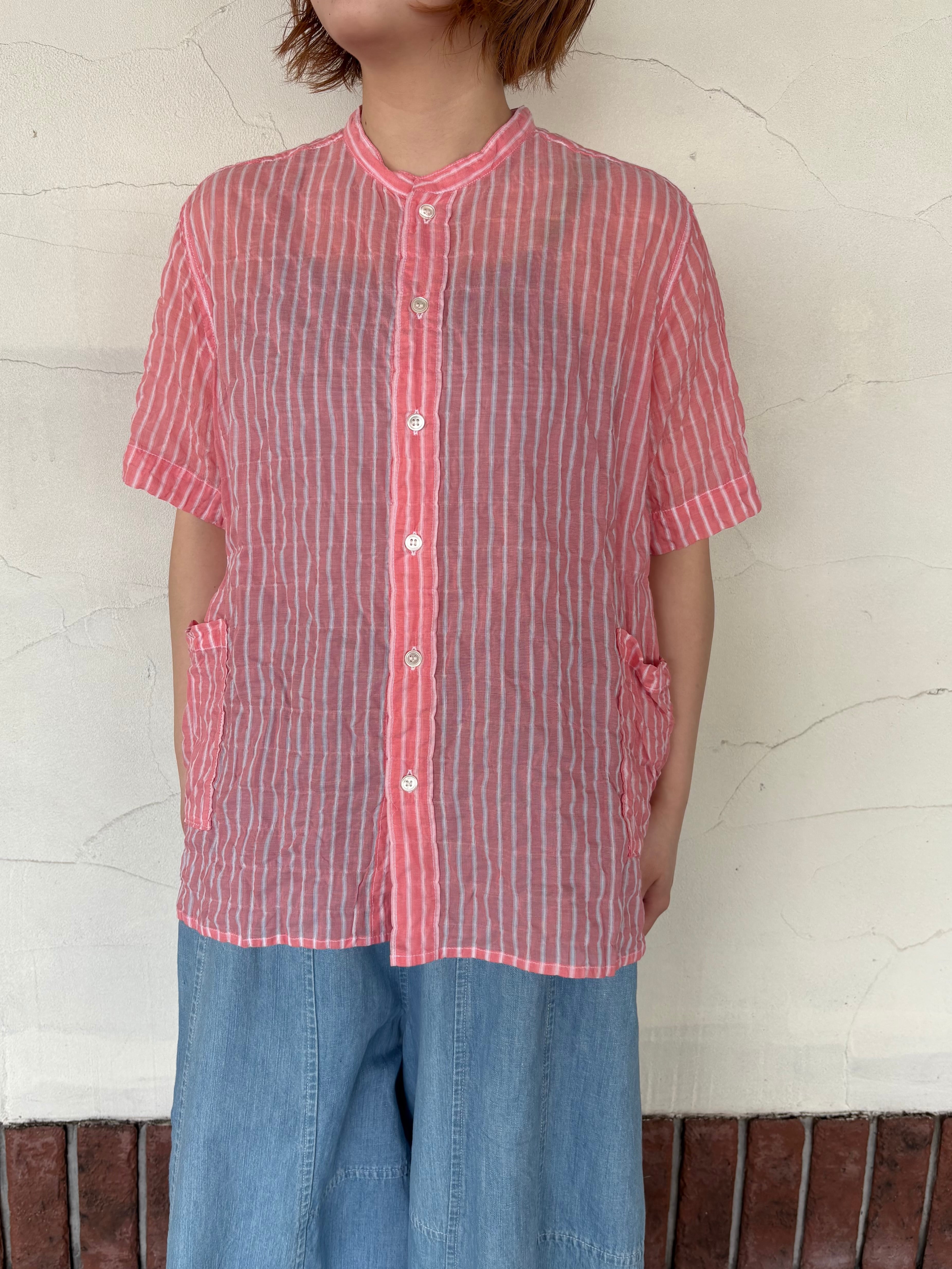 NATURAL LAUNDRY 先染シャーリング ファーマーシャツ NATURAL LAUNDRY] “シャーリング 前開きファーマーシャツ” | HORUS WORKS