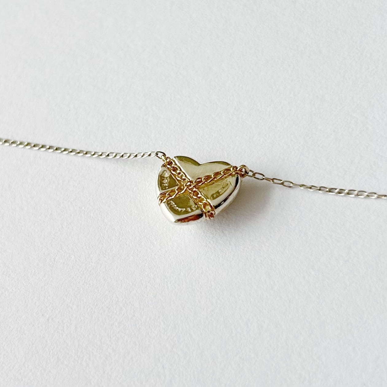 T8058】Tiffany&Co. cross heart necklace/silver925,K18/ティファニー