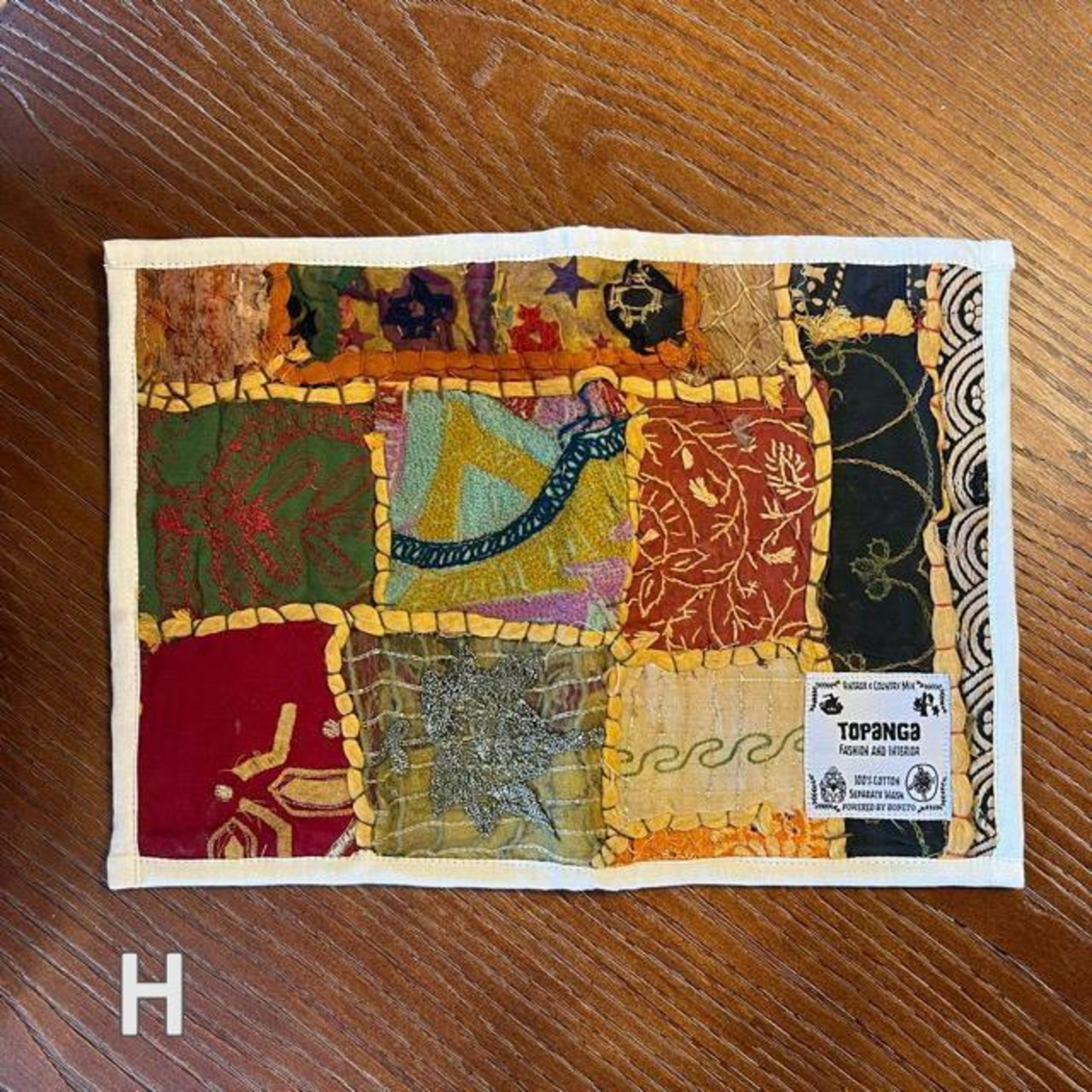 TOPANGA Kitchen India Vintage Sari Embroidery Tea Mat 20Type 30×20cm 　インド　ヴィンテージサリー刺繍　ティーマット　20種【メール便可】