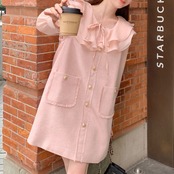 Powder Pink Doll Collar Dress 5005