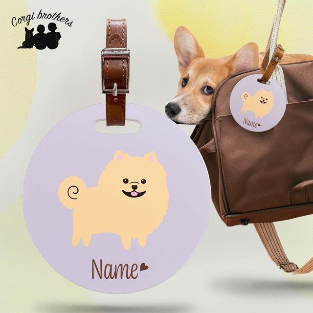 【 ポメラニアン 毛色6色 】パステル色 名入り バッグタグ ベルト付き　犬　うちの子　ペット　プレゼント