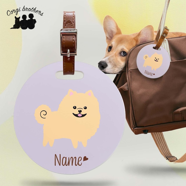 【 ポメラニアン 毛色6色 】パステル色 名入り バッグタグ ベルト付き　犬　うちの子　ペット　プレゼント