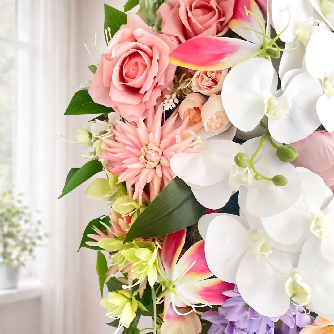 光触媒フラワー 至高の胡蝶蘭＆ローズ・ラグジュアリースワッグ 退職や