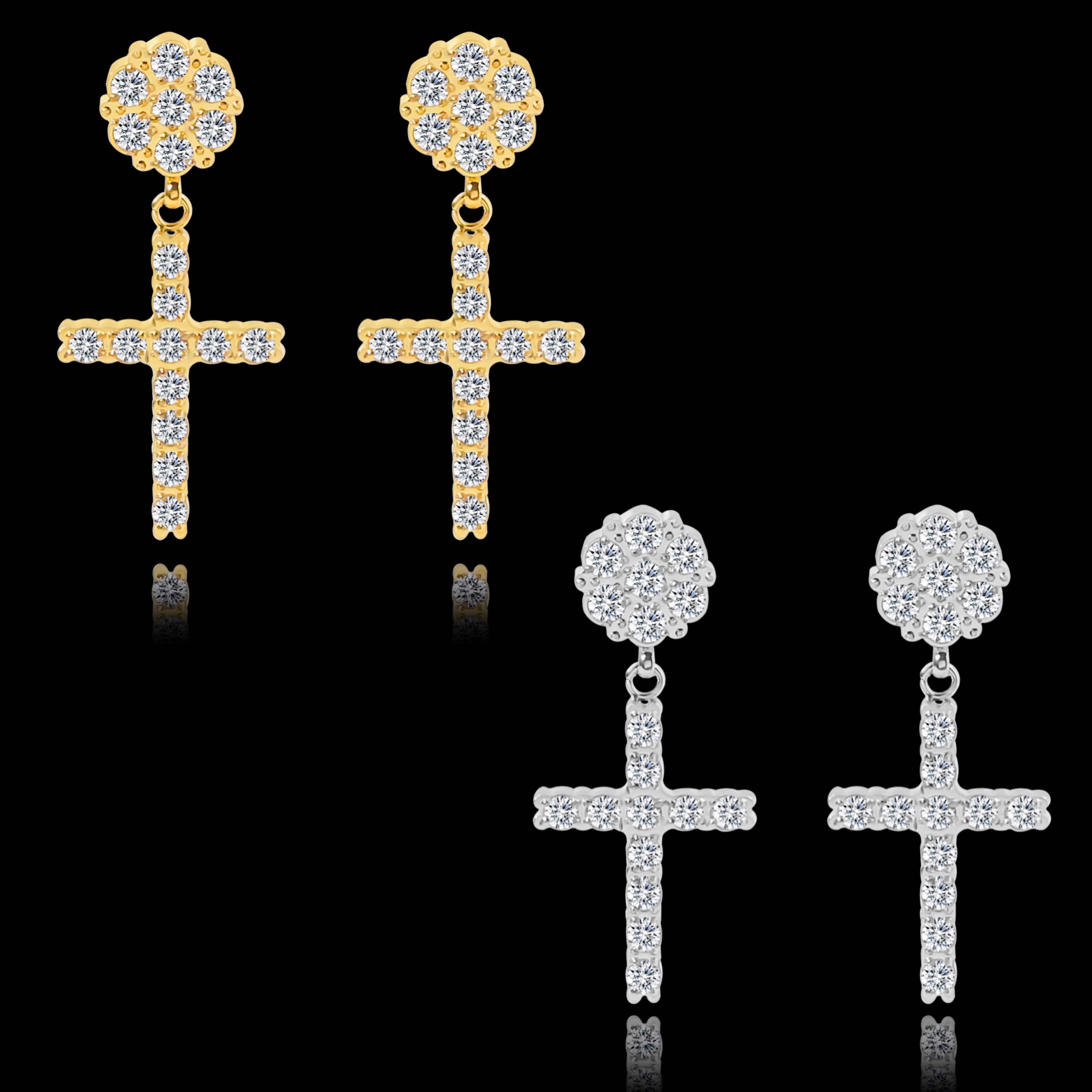 両耳セット】flower × cross pierce | ✯Lucliss Jewelry✯