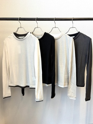 【○○○9286】ガーゼフライス配色レイヤード風ロングＴシャツ（8807-65015）
