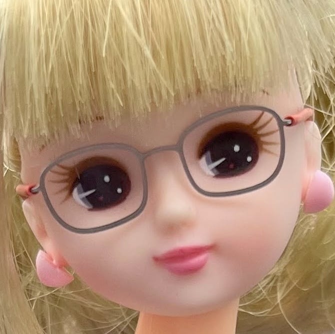 ウェリントンタイプ スクウェア / 赤テンプル】チタン製 ドール用