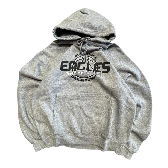 【PORT&COMPANY】グレーパーカー◎フロントプリント◎バスケットボール