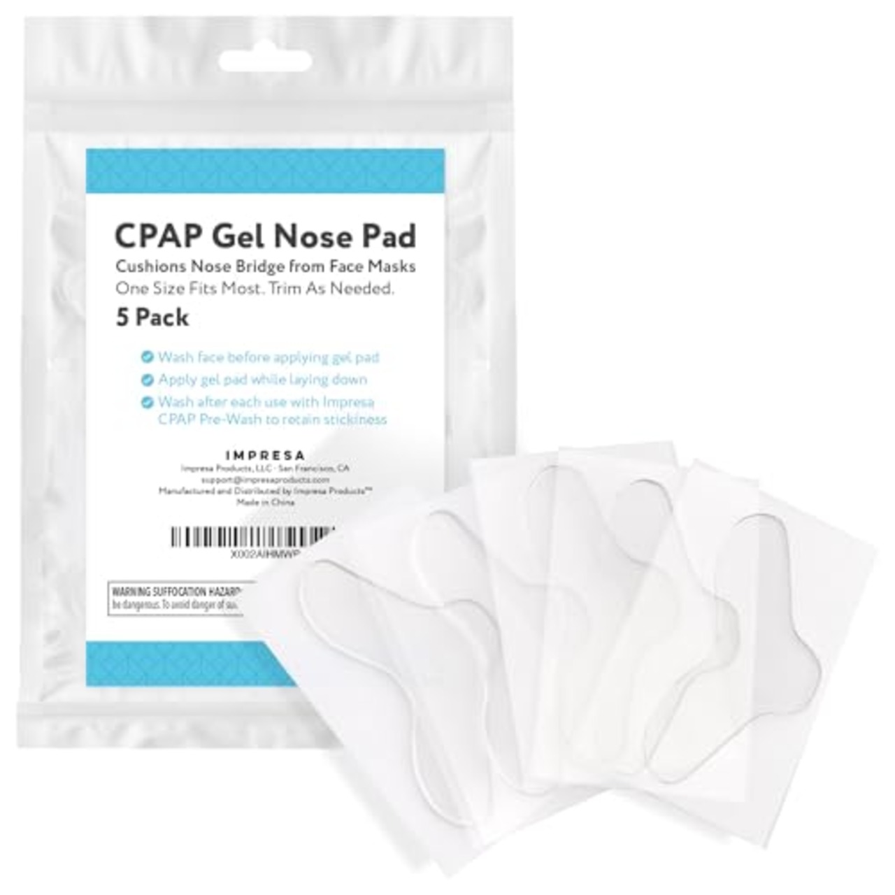 IMPRESA 5パック CPAPマスク用鼻パッド - CPAP鼻パッド - CPAP装置用品 - 睡眠時無呼吸症候群 マスク 快適なパッド - カスタムデザイン サイズ調節可能 - ほとんどのマスク対応CPAPクッション 5枚入り(1パック) 無色