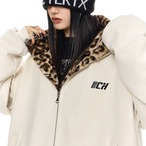 Women's Padded Coat with Leopard-Print Fur(ME498)