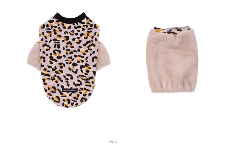 ヒョウ柄トップス S ~ XL 2color / 犬服 秋冬 新作 可愛い 暖かい ドッグウェア 長袖 Tシャツ 犬 服 お揃い 小型犬 中型犬 top102