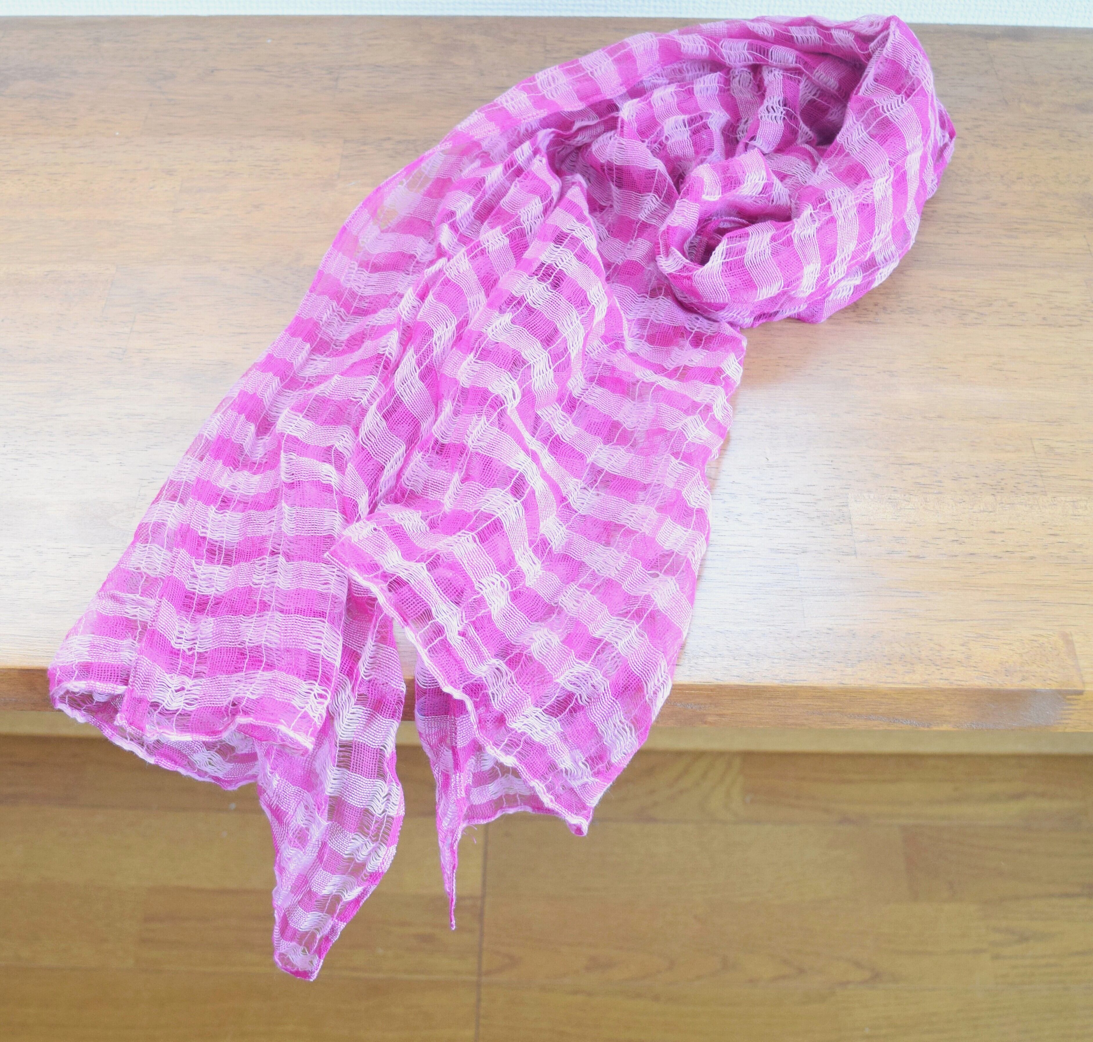 綿からみ織りストール 淡桃 | Cotton Leno Weave Stole – Soft Pink