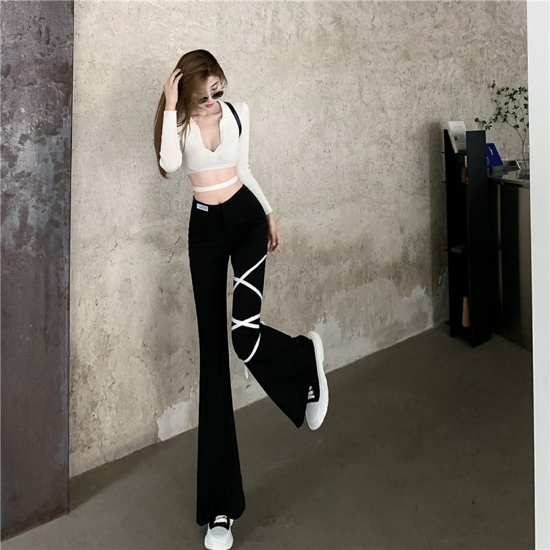 ホワイトパンツ サマーカジュアルハイウェスト薄手 夏物 ドラファッションホール43773739723