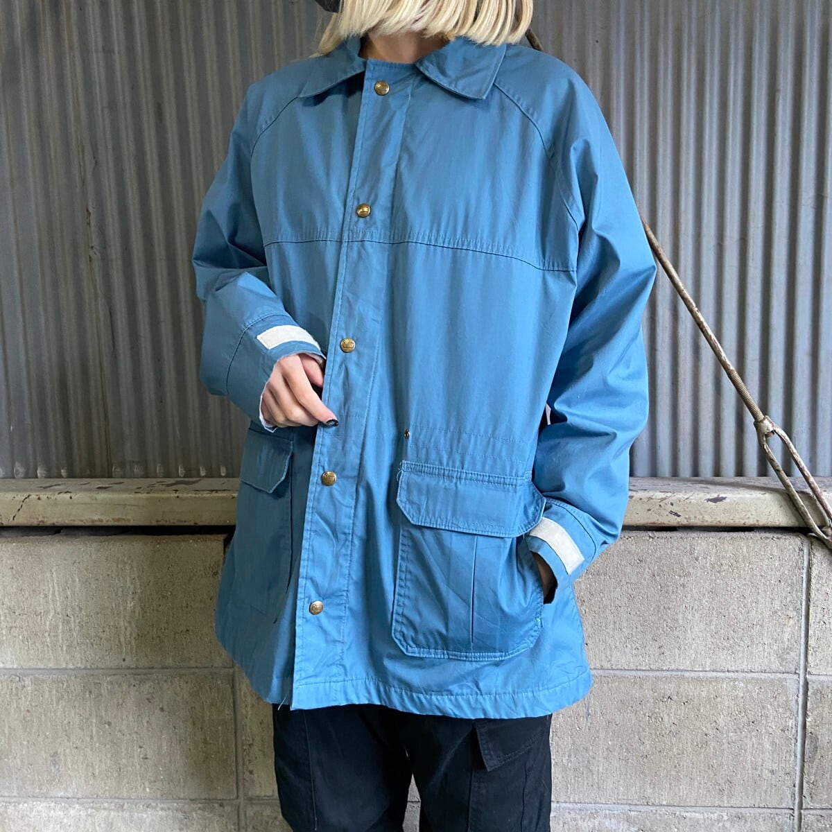 70年代~ USA製 WOOLRICH ウールリッチ GORE-TEX ゴアテックス ナイロンジャケット ブルー (レディース S)   O6148