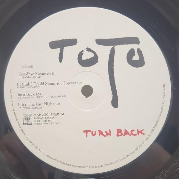 Toto / Turn Back [25AP 2000] - 画像4