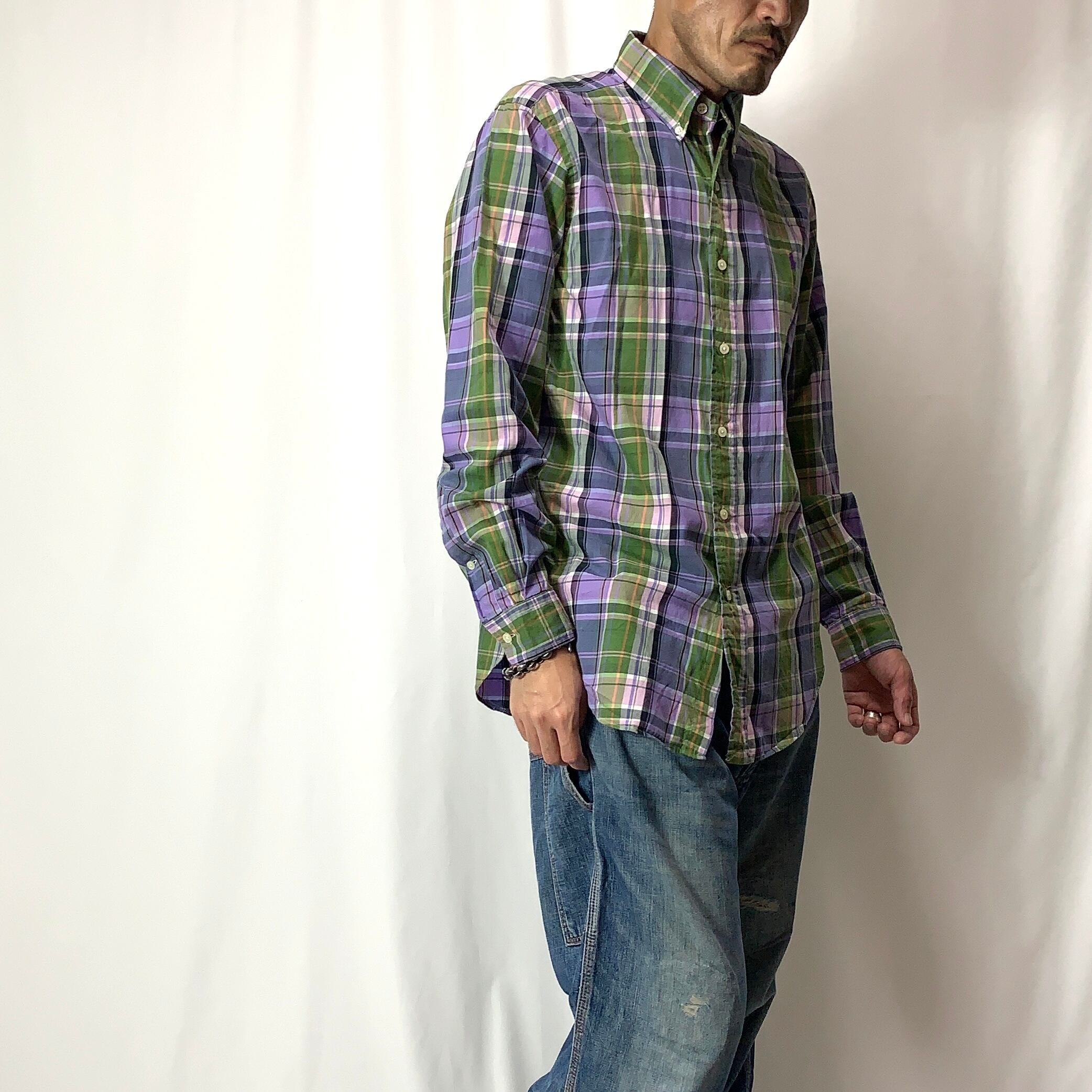 vintage old 90s Ralph Lauren Check B.D Shirt CLASSIC FIT ラルフローレン  チェックボタンダウンシャツ メンズ レディース SIZE M ビンテージ ヴィンテージ