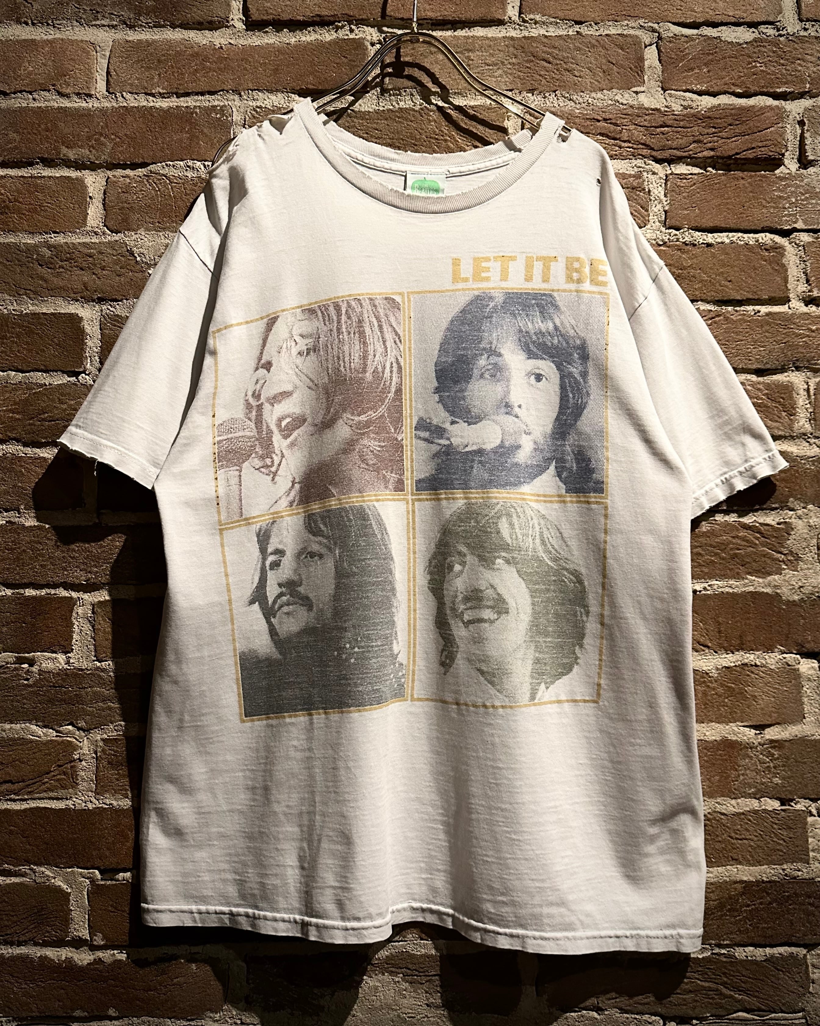 Caka act3】00's “THE BEATLES” “Let It Be” “Boro” Vintage T-Shirt