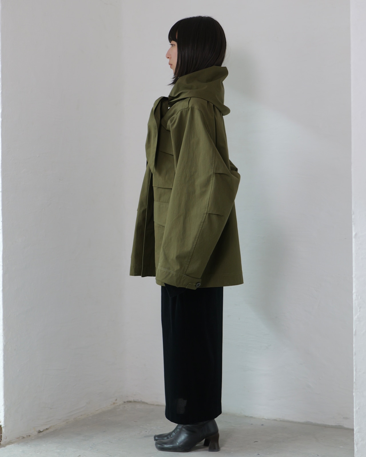 i’m here - Haoli Military Jacket :Khaki|フードストールドッキング/2WAY/ウェザークロス 入荷予定:2026.01.17(M 1点)