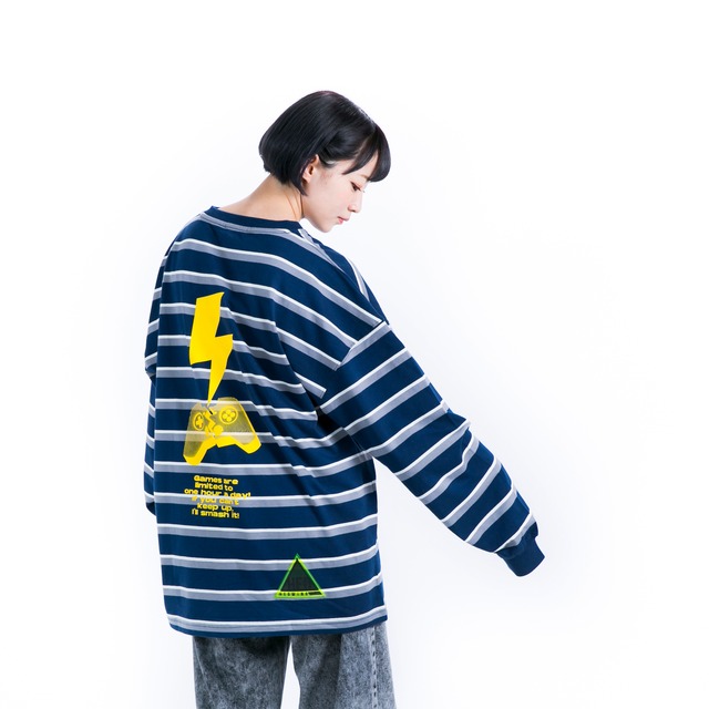 Game set Border Longsleeve T-shirt / Navy