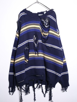 REMAKE / clash bolo × zip  border knit