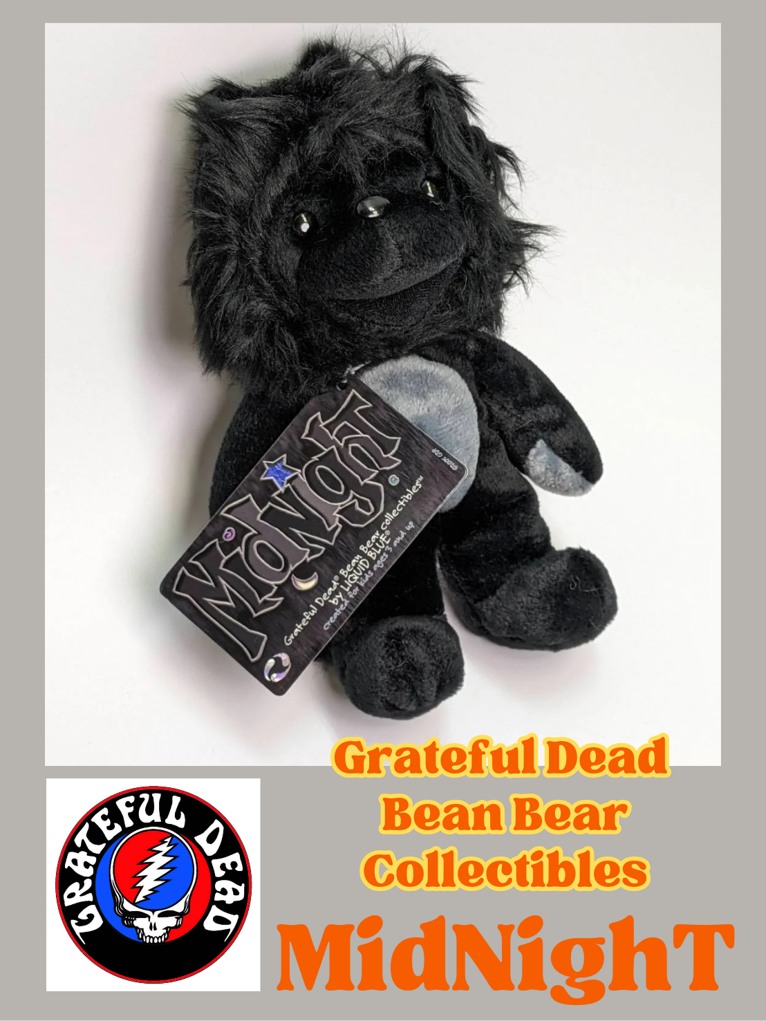 グレイトフルデッド ビーンベア ( Grateful Dead Bean Bear) 7インチ【Midnight/ミッドナイト・1985年12月31日】 〚アメリカン雑貨 アメトイ〛