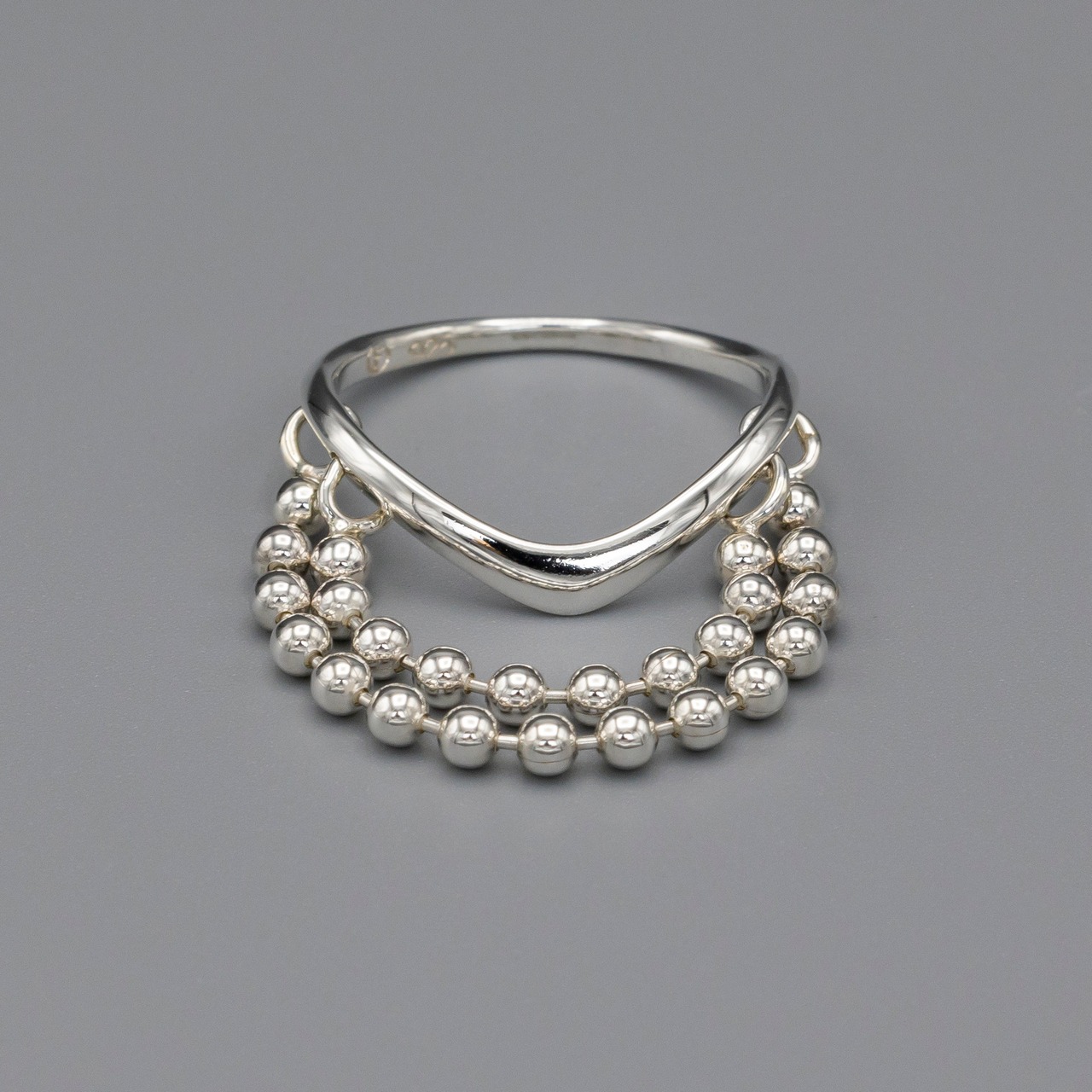 Heritage ball chain ring   Silver