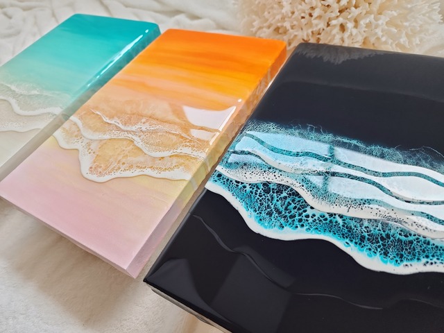 139.オーシャンレジンアート 3連アート