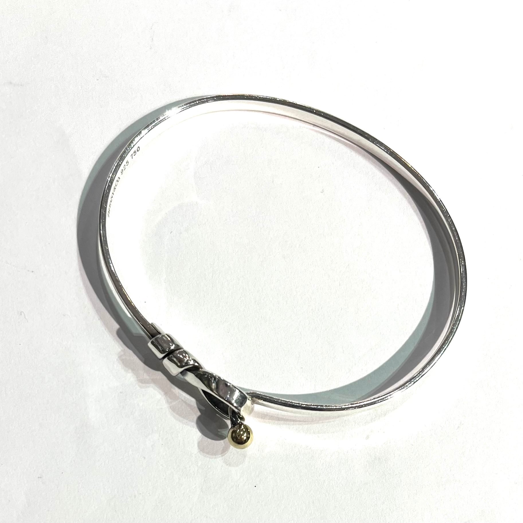 【ヴィンテージ ティファニー】シルバー/ゴールド ヘマタイト バングル 男女兼用 TIFFANY & Co. ノット ブレスレット シルバー ゴールド 925