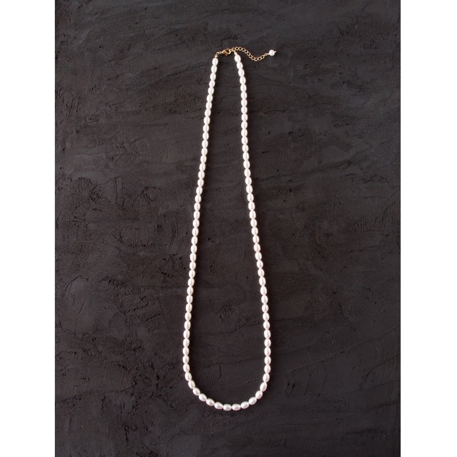 Oval Pearl Long Necklace /大粒オーバルパールロングネックレス(rice)