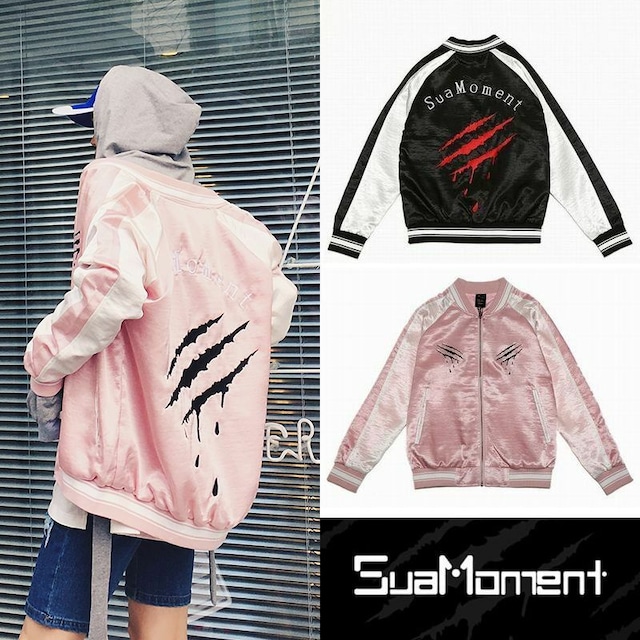 SUAMOMENT メンズ/レディース ユニセックス スカジャン 爪痕 / Sua Scratch Embroidery Generation Crow Coat Jacket SuaMoment (DCT-577668183401