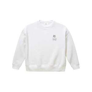 drowsy.. FRONT SMALL DOG LOGO CREW SWEAT（WH×GREY） / 22AW / BK