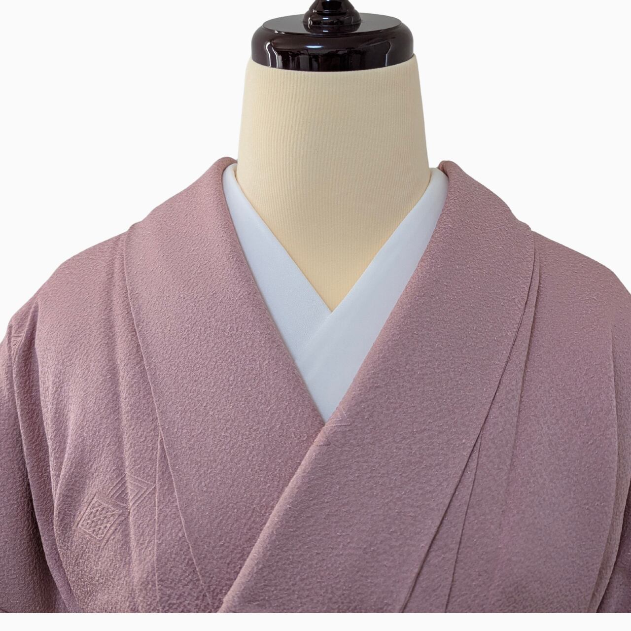 一部しつけ付】超ロング丈 色無地 一つ紋 正絹 袷 梨地菱文織出し