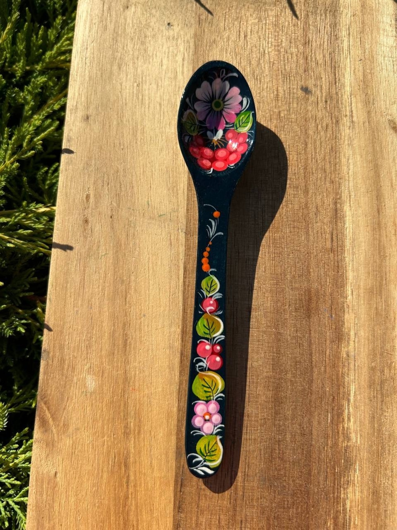 ペトリキフカ塗り　木製スプーン（ホメンコ作) 16cm - 3