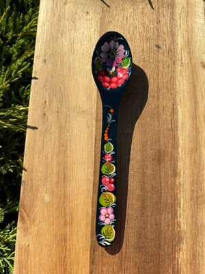 ペトリキフカ塗り　木製スプーン（ホメンコ作) 16cm
