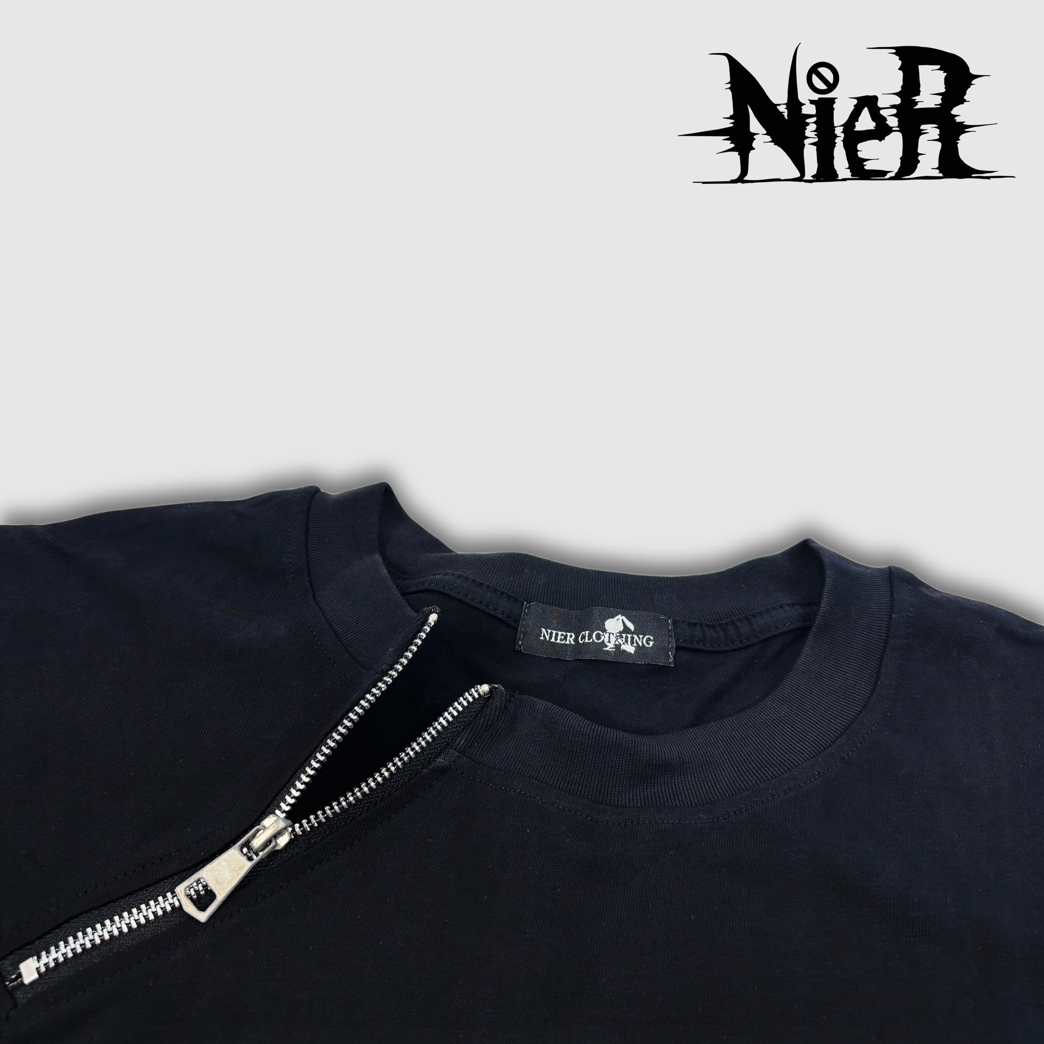 DIAGONAL ZIP FACE BLACK CUTSEW | NIER CLOTHING