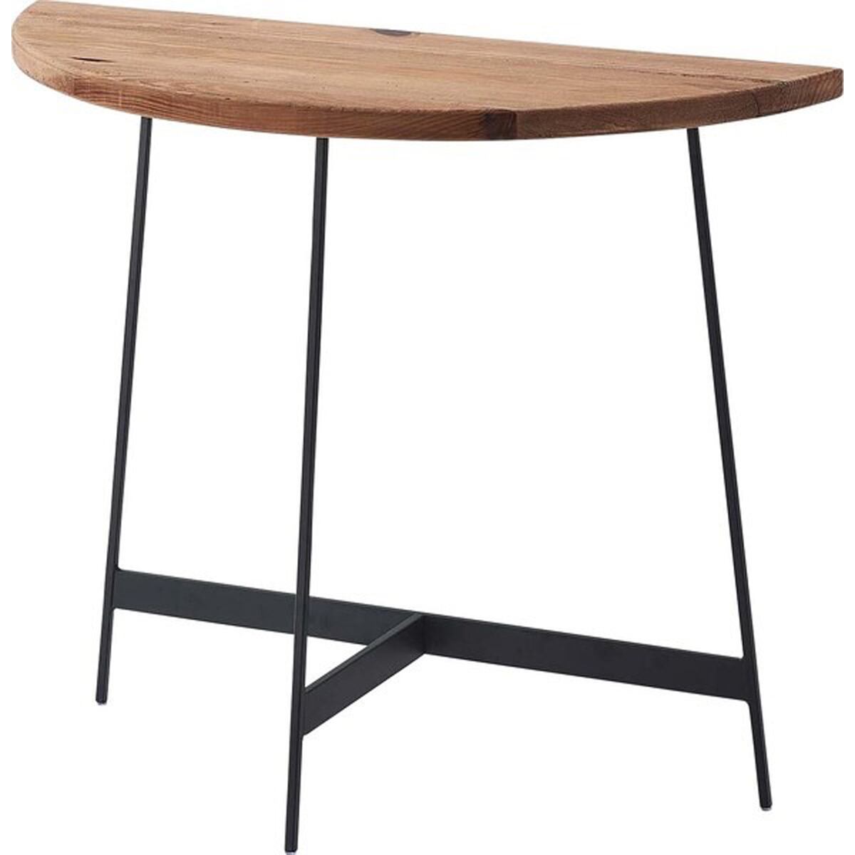 コンソールテーブル WE-892 テーブル 木製 幅83cm コンソール 天然木 無垢 パイン 古材 半円 三日月型 バックカウンター ソファ裏 ソファー 後ろ アイアン 脚 ブラック 黒 ナチュラル ブラウン 木目 モダン 高さ72cm リビング 玄関 寝室 ダイニング 花台 ディスプレイ