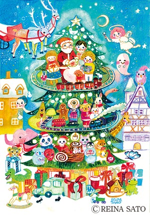 動物とおばけと虫たちのクリスマス[A4ポスター]