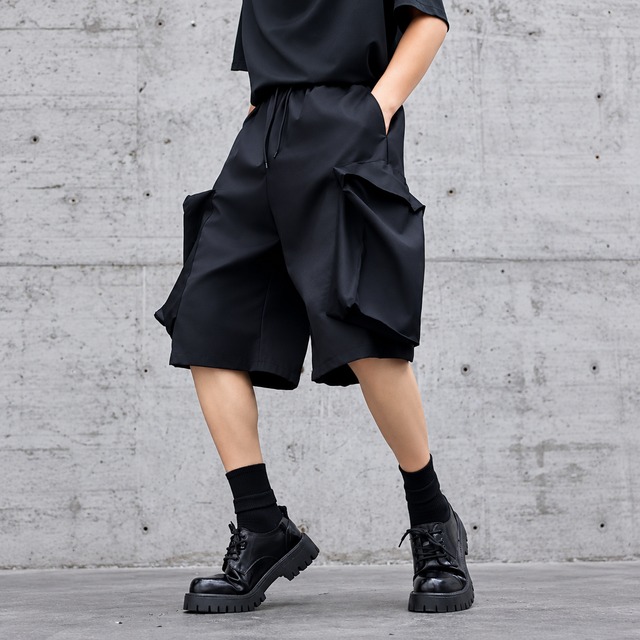 【ORV0013】Casual Cargo Shorts, Loose Wide-Leg Cropped Pants