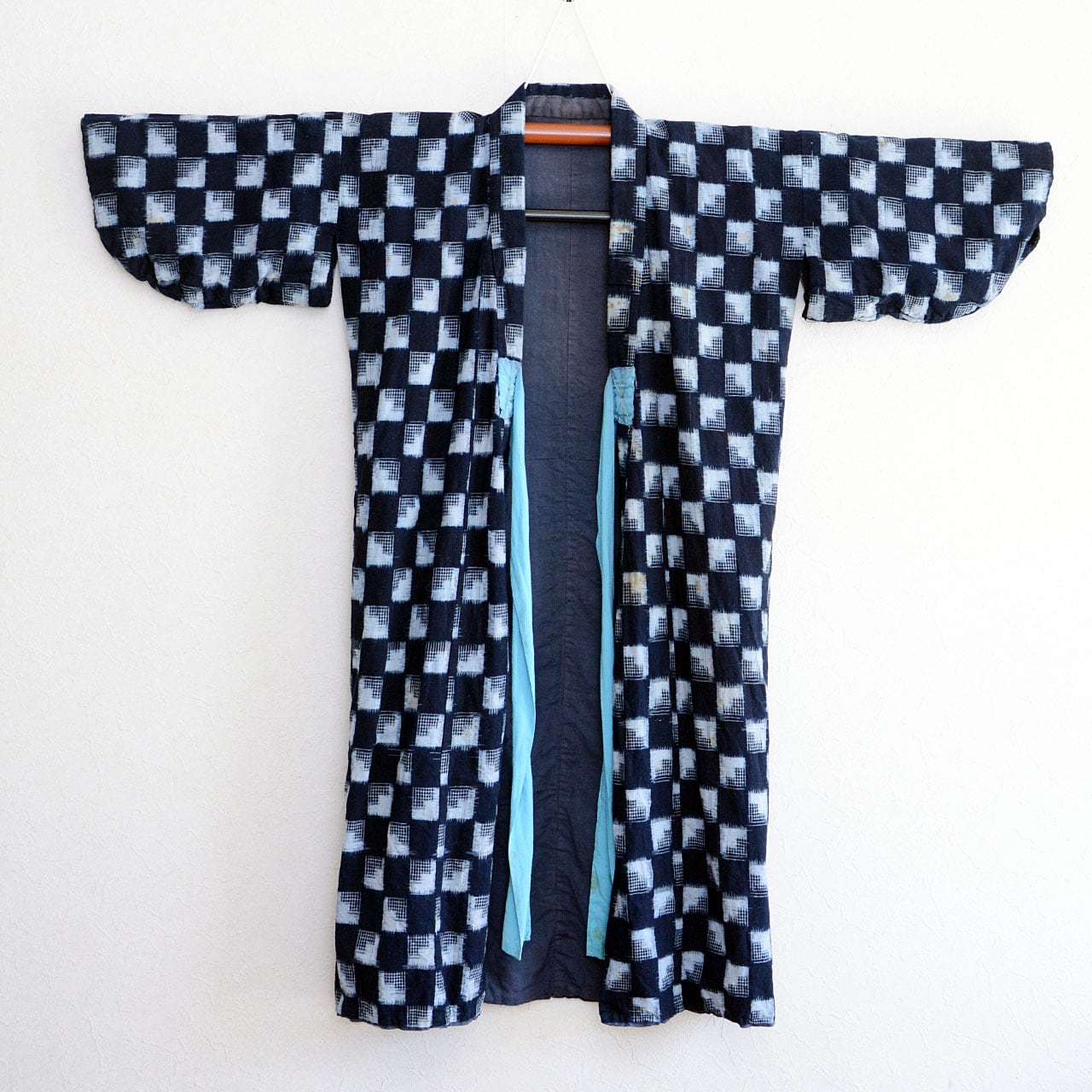 藍染 絣 木綿 着物｜羽織紐付き｜昭和初期〜中期 ジャパンヴィンテージ