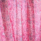 ブロックプリント生地【50cm単位】インド綿 花柄 ピンク×カーキ #10210-PK1