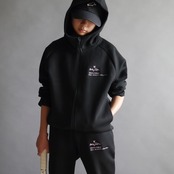Slogan.ダンボールニットジップフーディ_ブラック