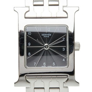 エルメス Hウォッチ 腕時計 HH1.210 クオーツ ブラック文字盤 ステンレススチール レディース HERMES 【中古】