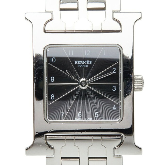 エルメス Hウォッチ 腕時計 HH1.210 クオーツ ブラック文字盤 ステンレススチール レディース HERMES 【中古】